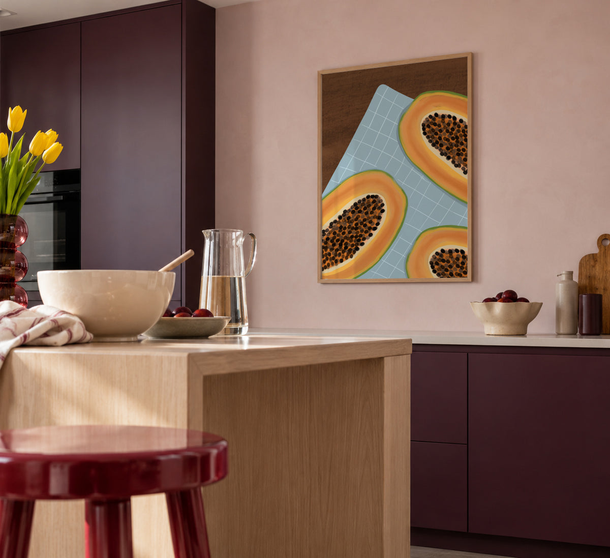 Savoring Papaya - Framed poster in an interior