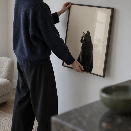 Black Cat - Framed poster in an interior