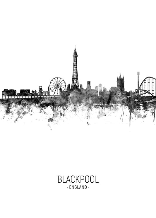 Blackpool Skyline blanco y negro