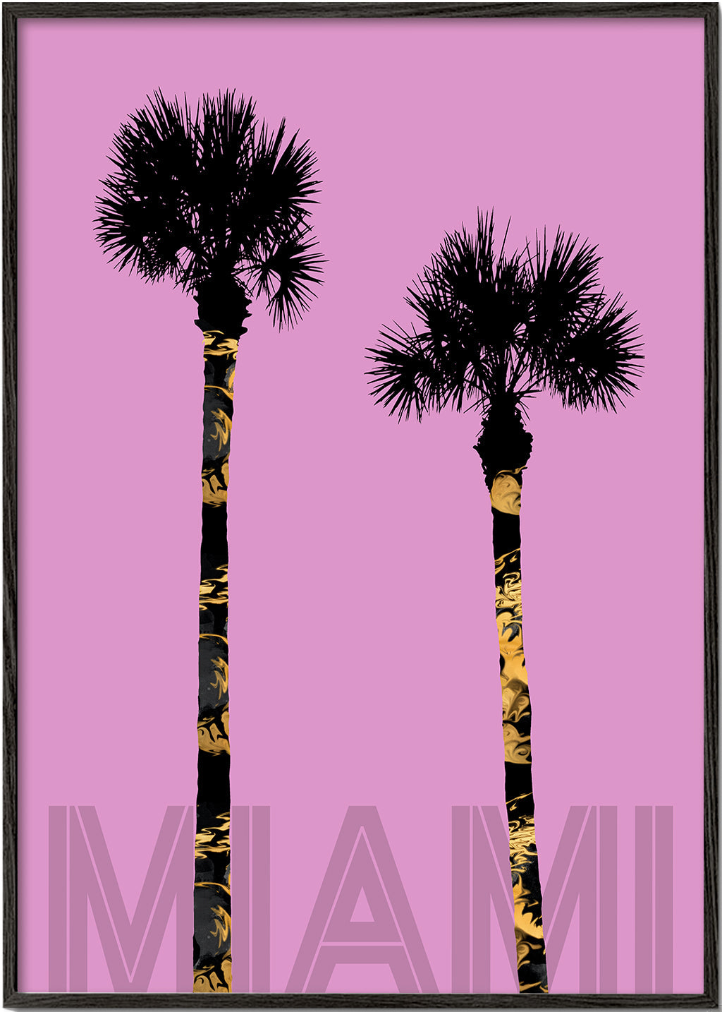 Graphic Art PALM TREES MIAMI pink