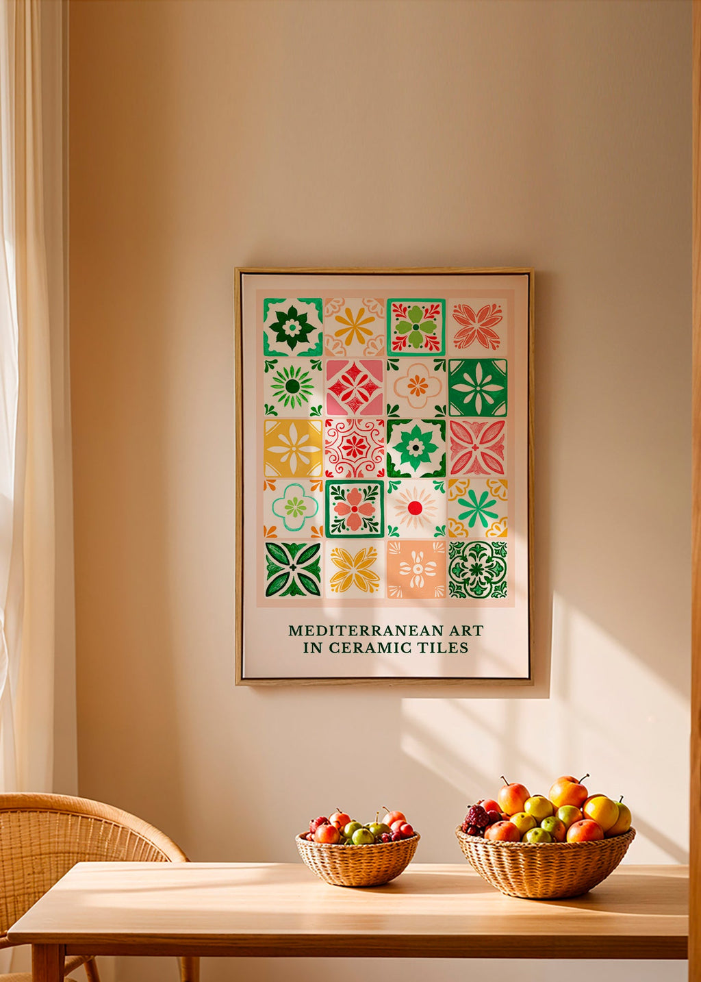 Lámina botánica con azulejos mediterráneos – Canvas1
