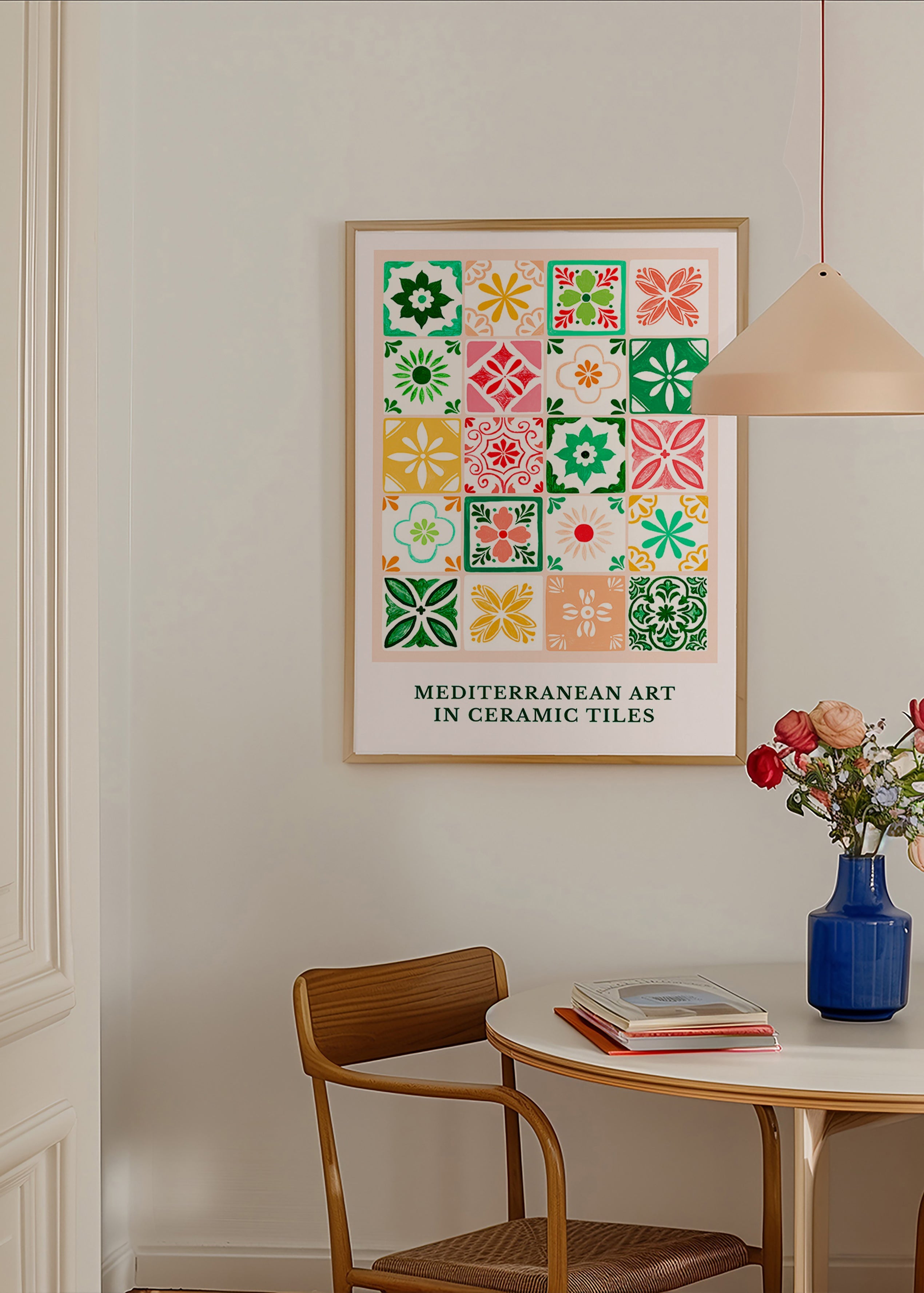 Lámina botánica con azulejos mediterráneos – Product1
