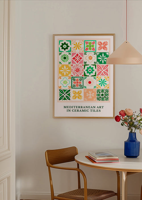 Lámina botánica con azulejos mediterráneos – Product1