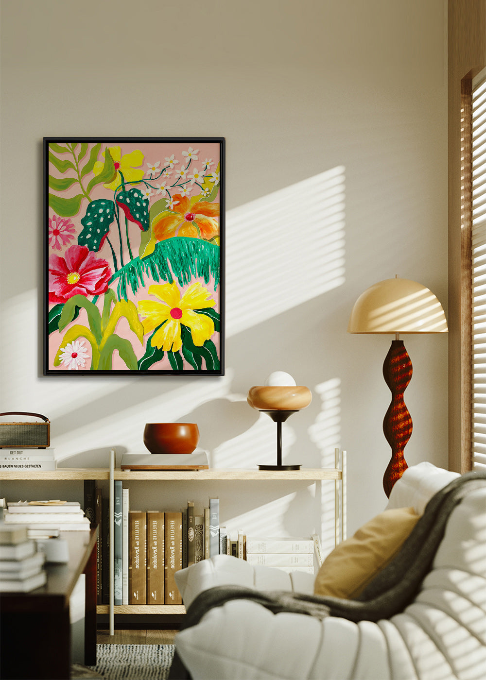 Lámina botánica con flores coloridas – Canvas1