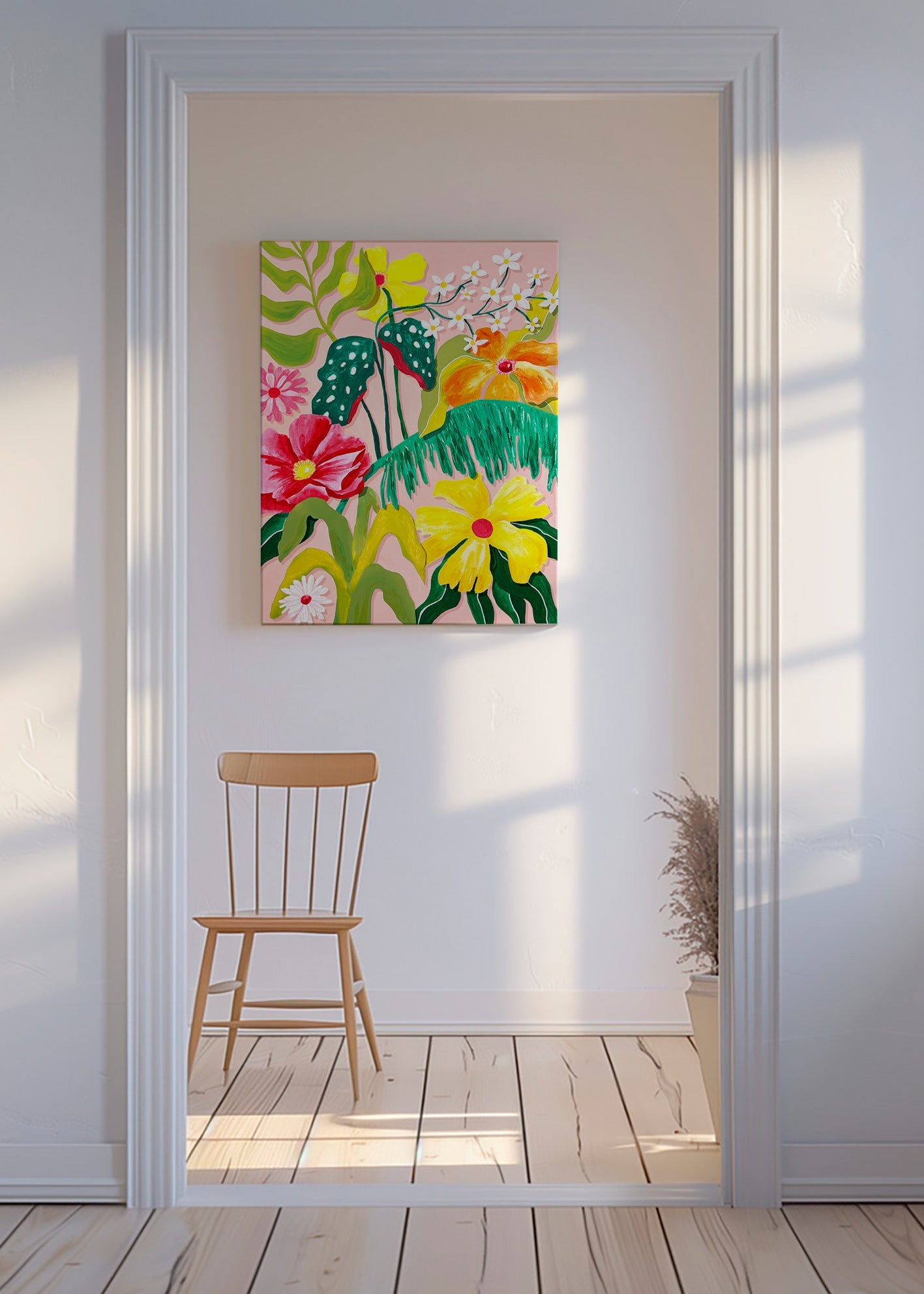 Lámina botánica con flores coloridas – Canvas