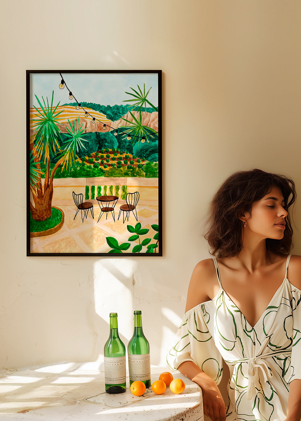 Lámina botánica: terraza mediterránea con palmeras – Product3