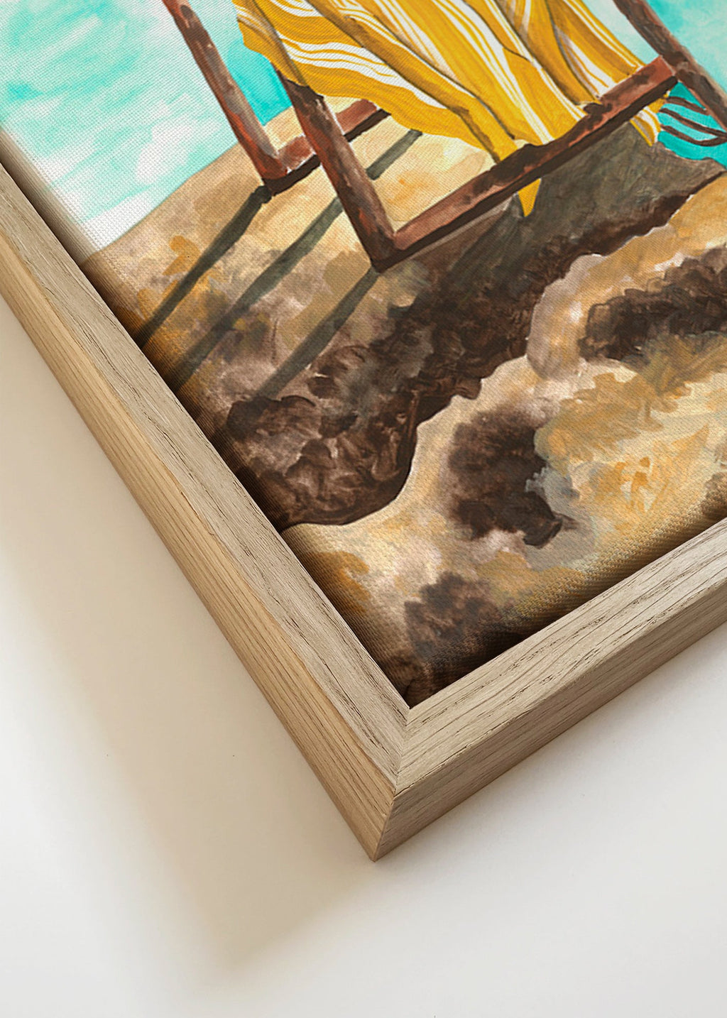 Cuadro de paisaje con escalera y toalla – Canvas detail