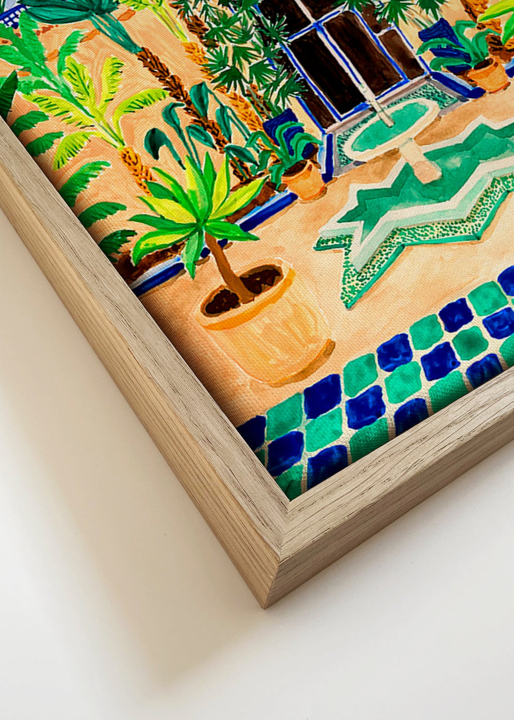 Lámina botánica Jardín con fuente y azulejos – Canvas detail