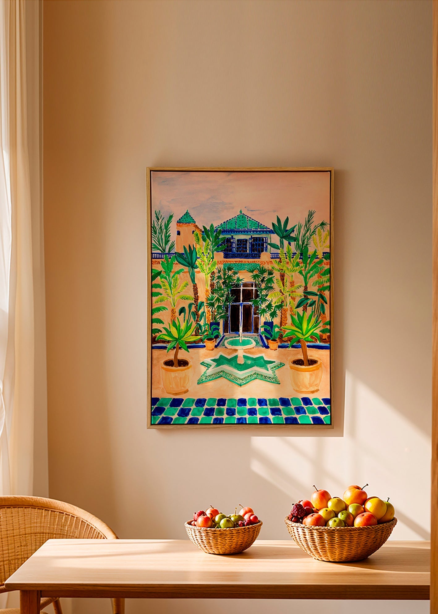Lámina botánica Jardín con fuente y azulejos – Canvas1