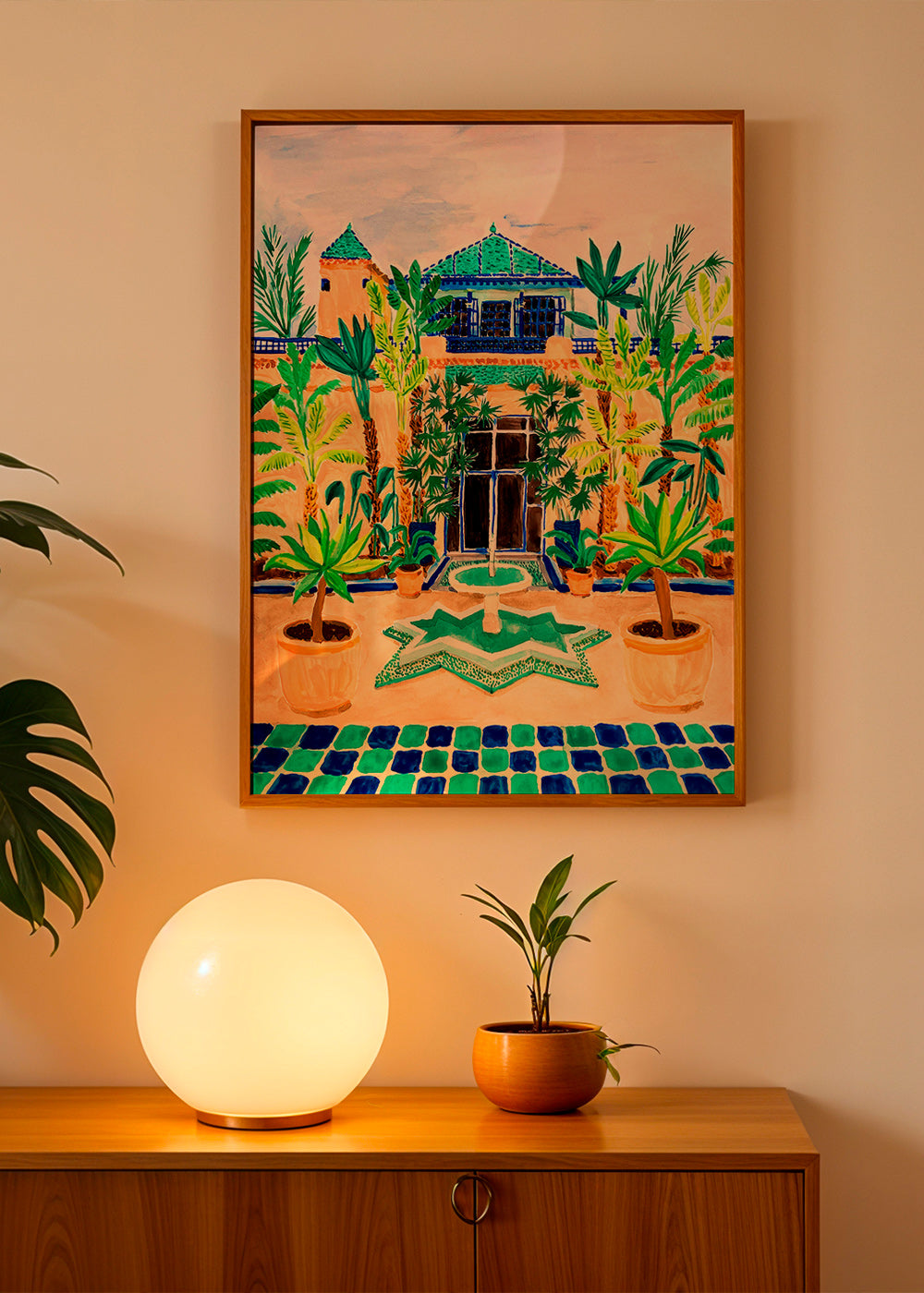 Lámina botánica Jardín con fuente y azulejos – Product1