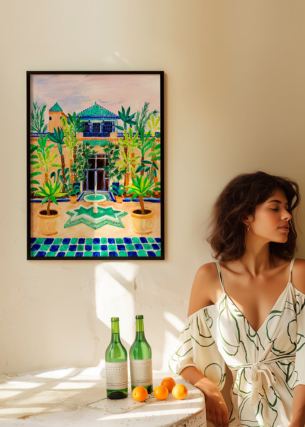 Lámina botánica Jardín con fuente y azulejos – Product2