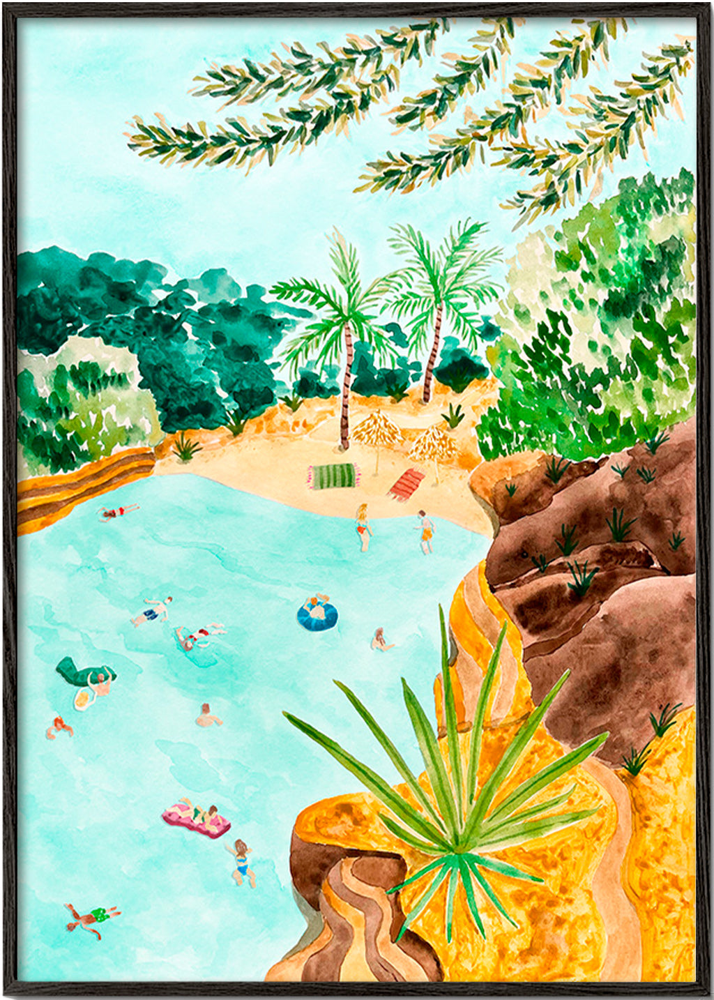 Cuadro de paisaje Cala Mallorquina – Black Frame