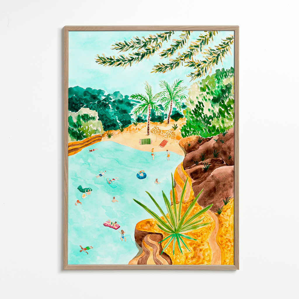 Cuadro de paisaje Cala Mallorquina – Oak Frame