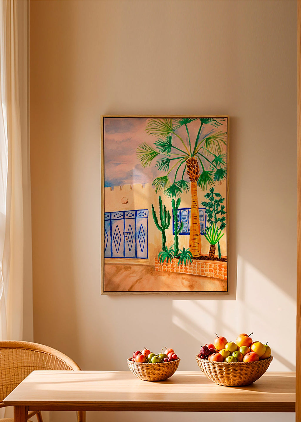 Cuadro de ciudades con calle marroquí y palmera – Canvas1