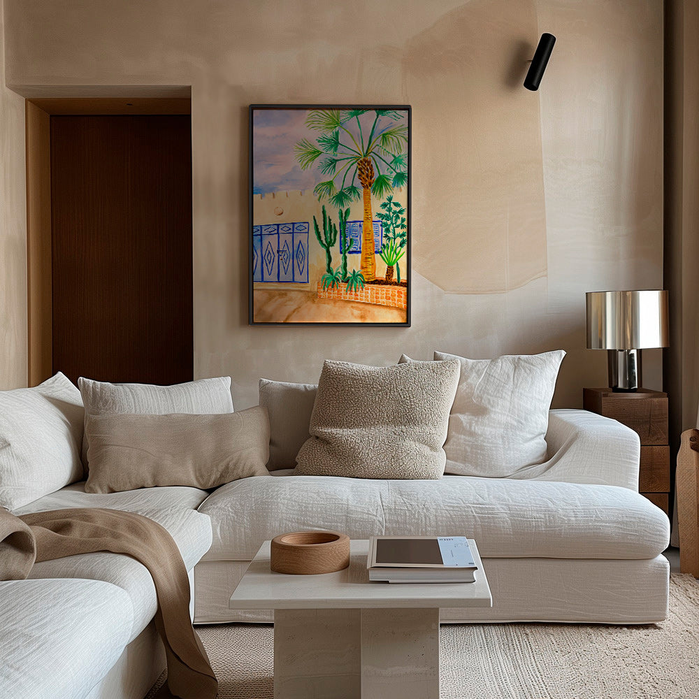 Cuadro de ciudades con calle marroquí y palmera – Canvas2