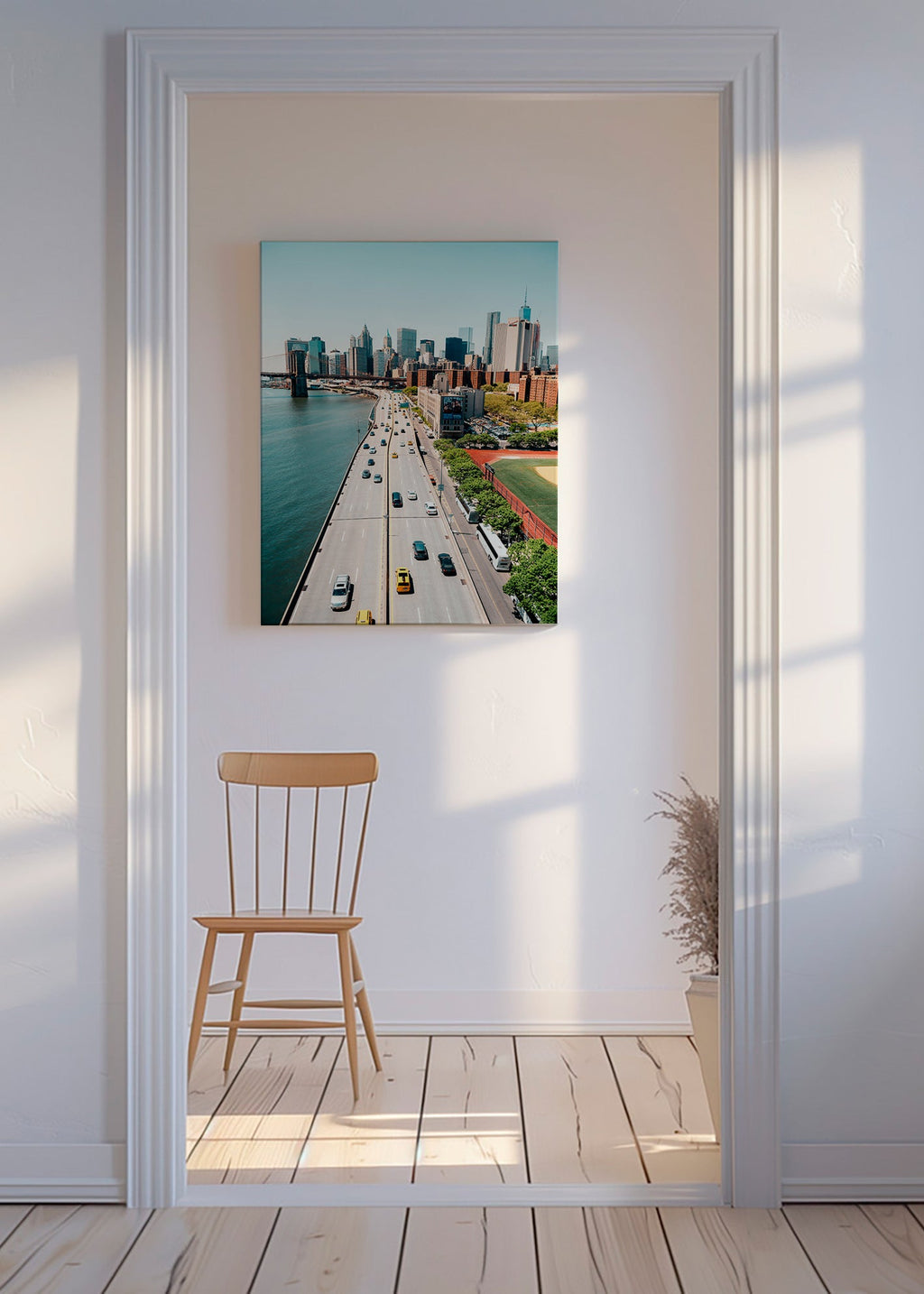 Cuadro de ciudades: skyline y puente desde altura – Canvas