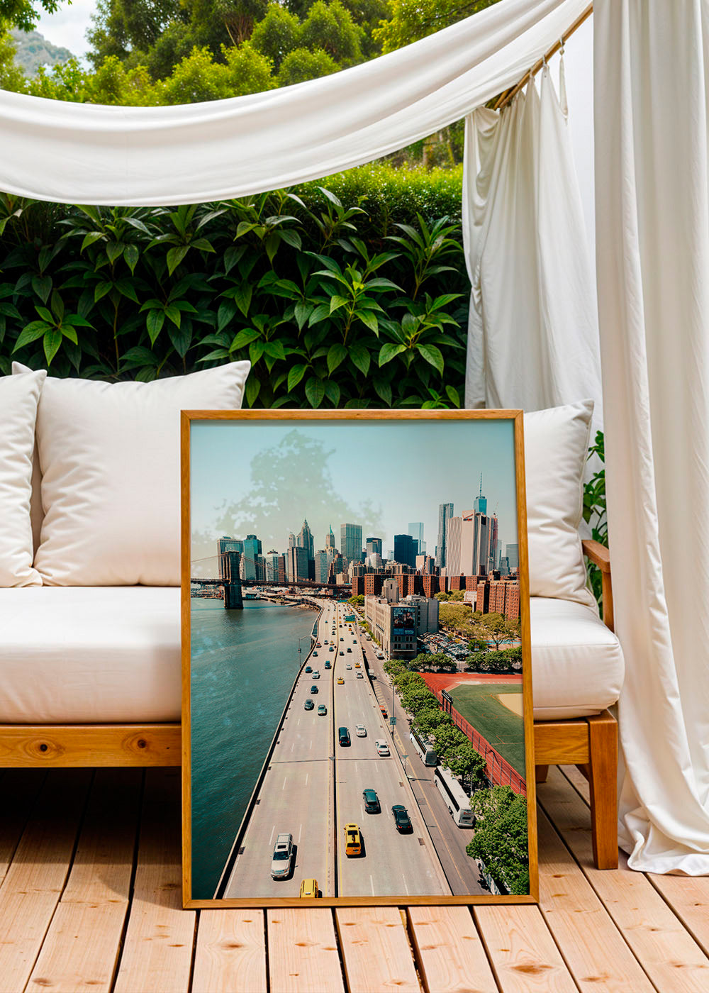 Cuadro de ciudades: skyline y puente desde altura – Product3