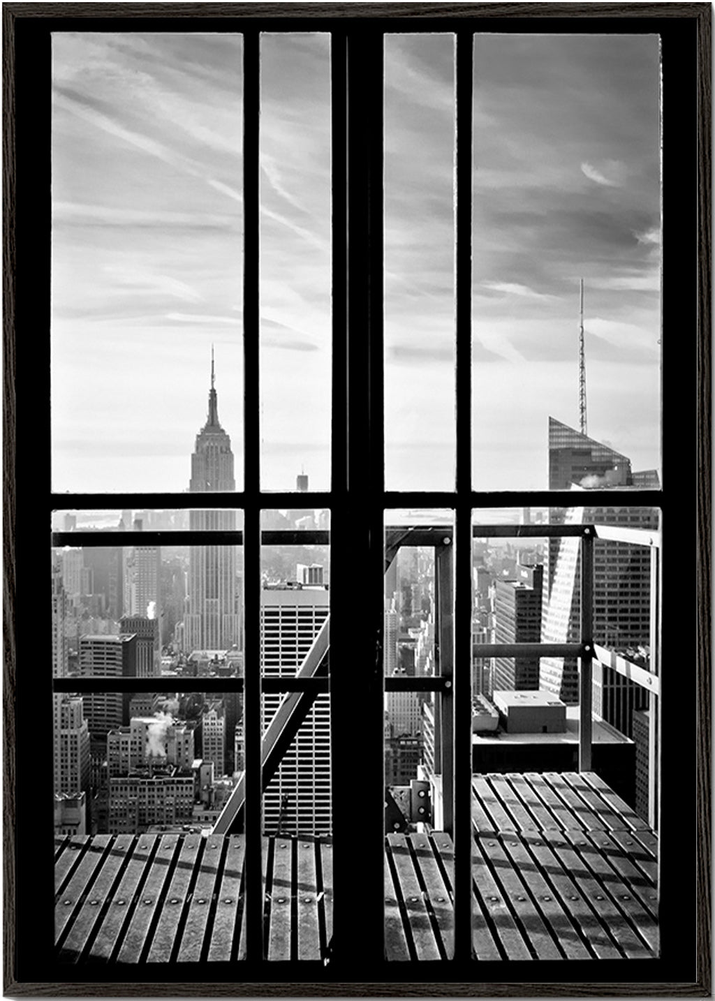 Cuadro de ciudades con vista desde ventana – Black Frame