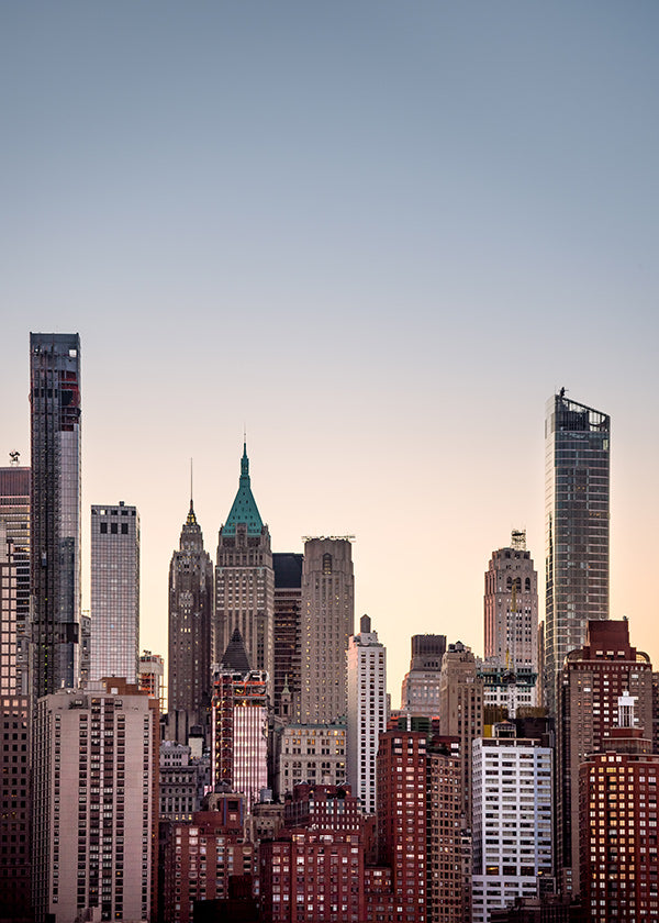Cuadro de ciudades con skyline al atardecer