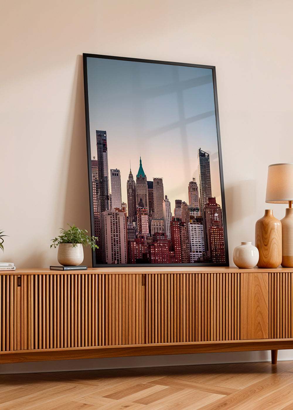 Cuadro de ciudades con skyline al atardecer – Product1
