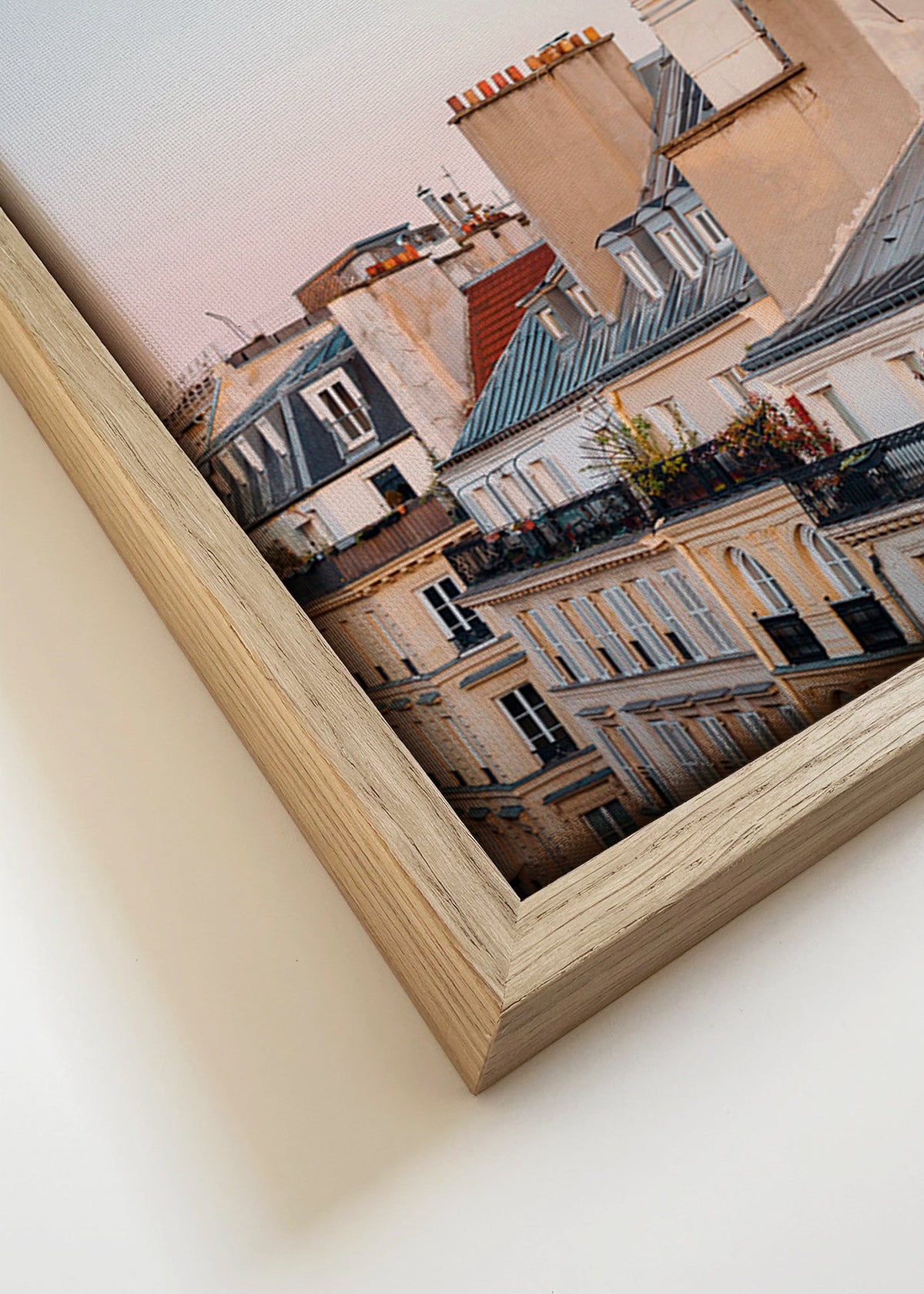 Cuadro de ciudades con tejados al amanecer – Canvas detail
