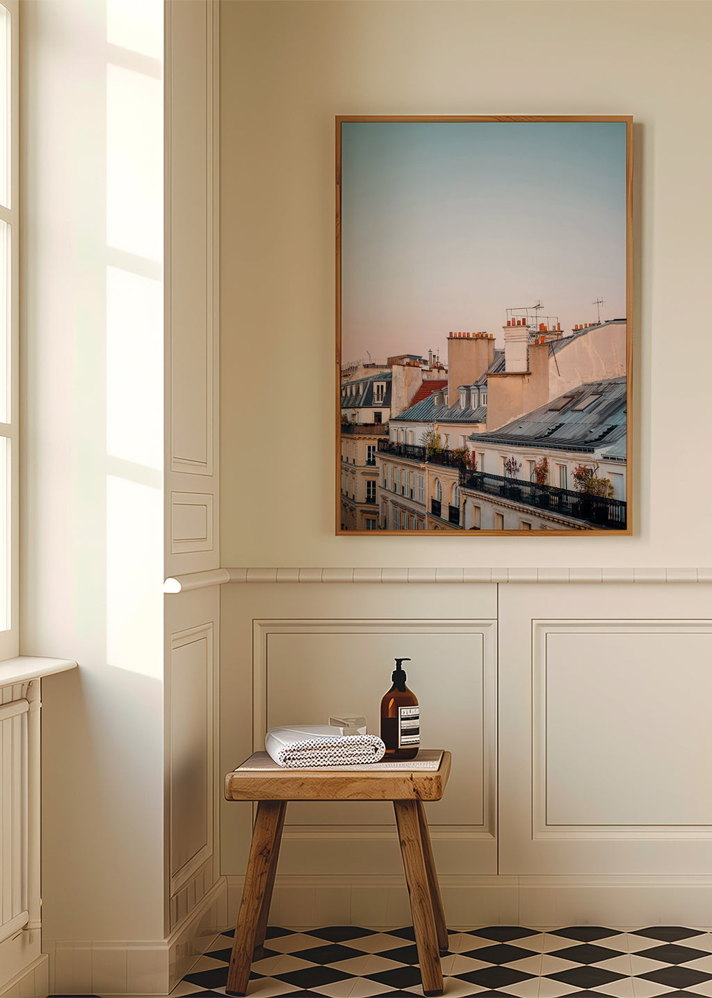 Cuadro de ciudades con tejados al amanecer – Product1