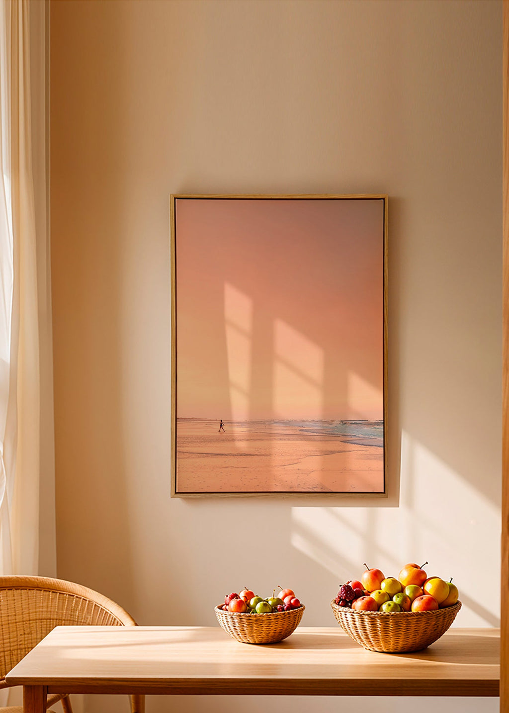 Cuadro de paisaje: playa al amanecer en tonos pastel – Canvas1