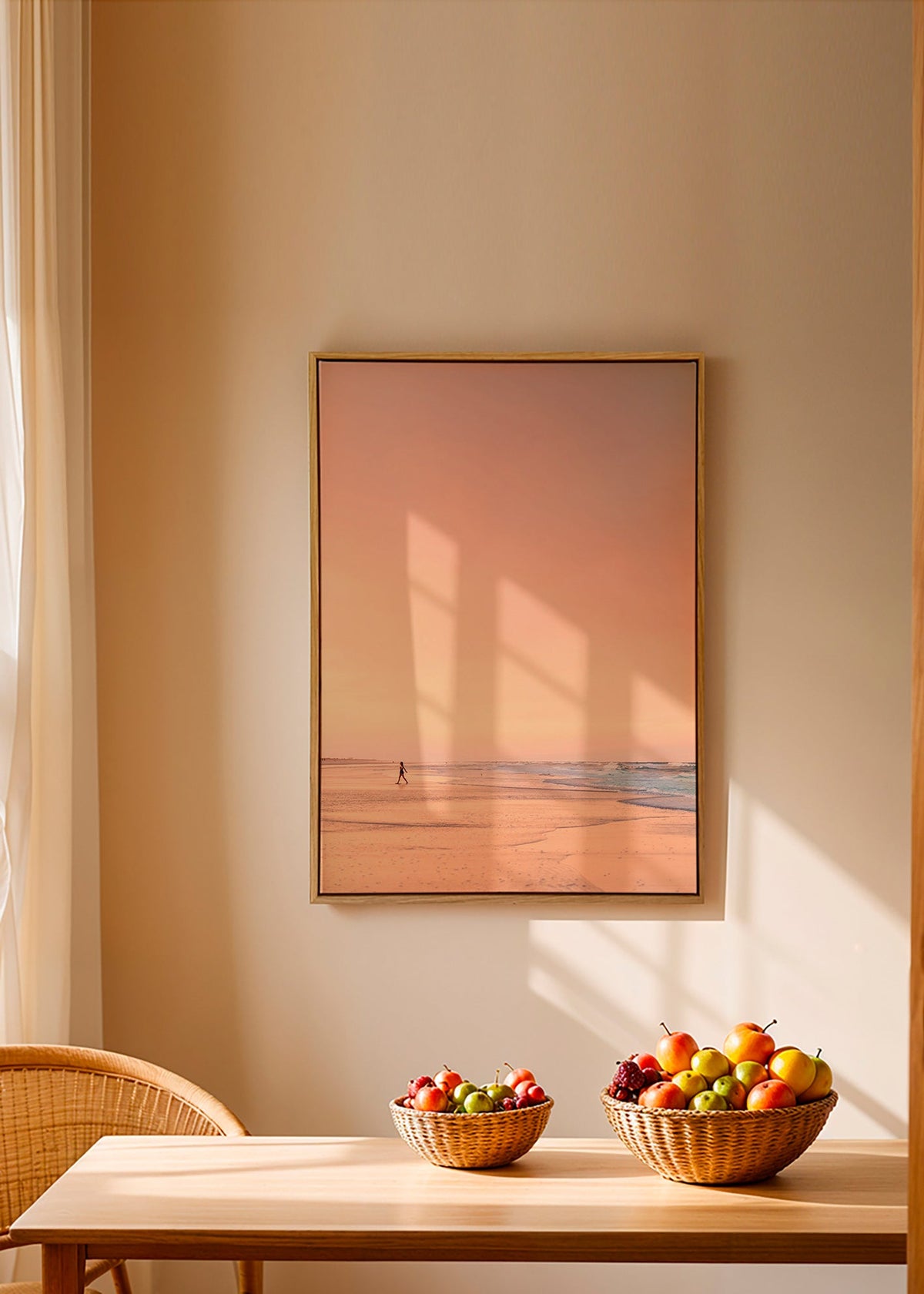 Cuadro de paisaje: playa al amanecer en tonos pastel – Canvas1