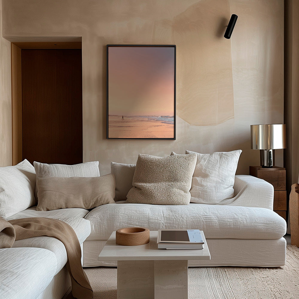 Cuadro de paisaje: playa al amanecer en tonos pastel – Canvas2