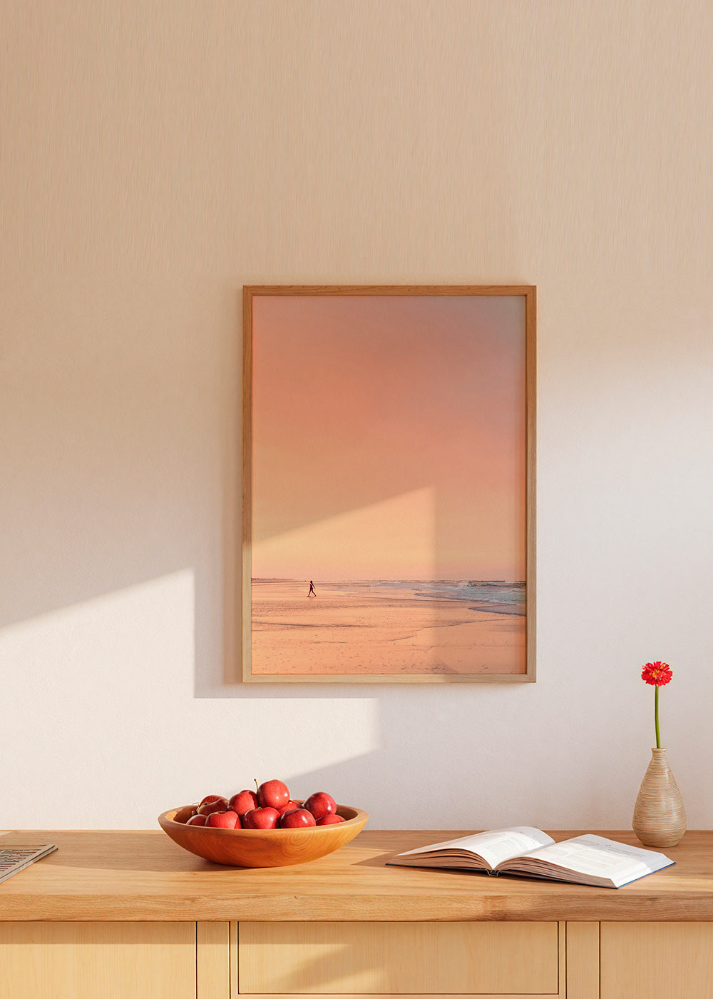 Cuadro de paisaje: playa al amanecer en tonos pastel – Product1
