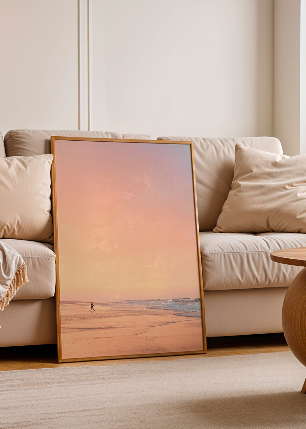 Cuadro de paisaje: playa al amanecer en tonos pastel – Product3