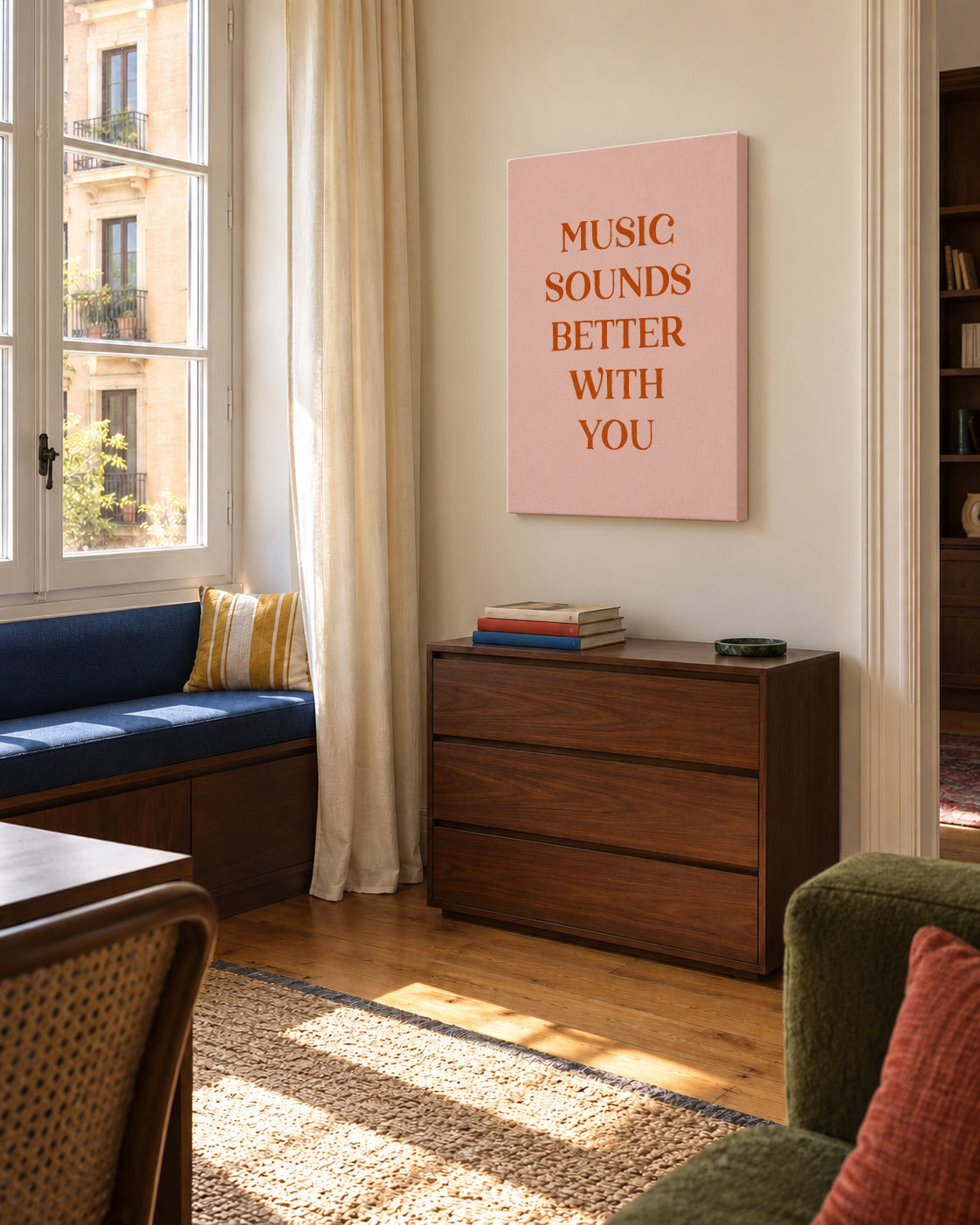 Music sounds better with you - Unframed canvas in an interior