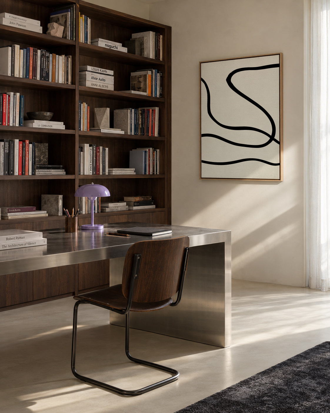 Black Lines 01 - Framed canvas in an interior