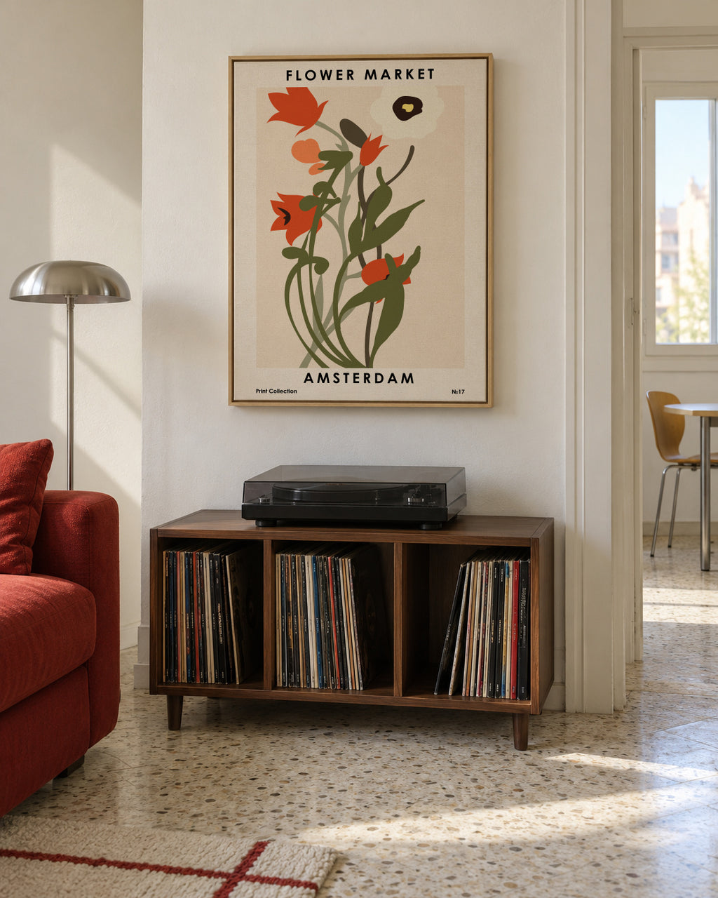 Flower Market Amsterdam - Framed canvas in an interior