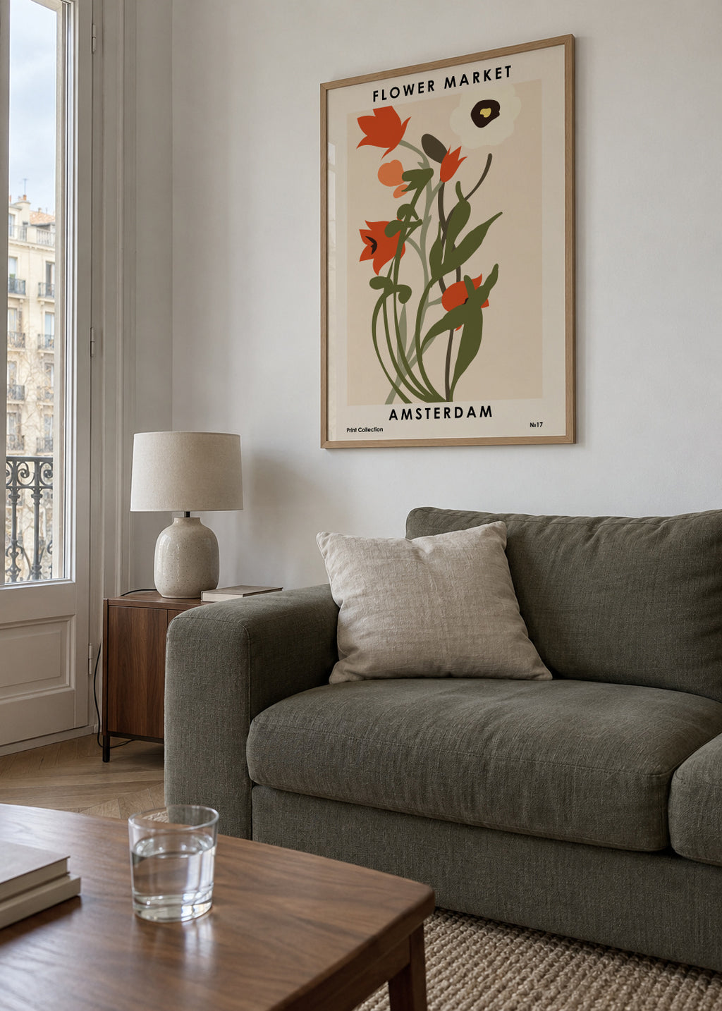 Flower Market Amsterdam - Framed poster in an interior