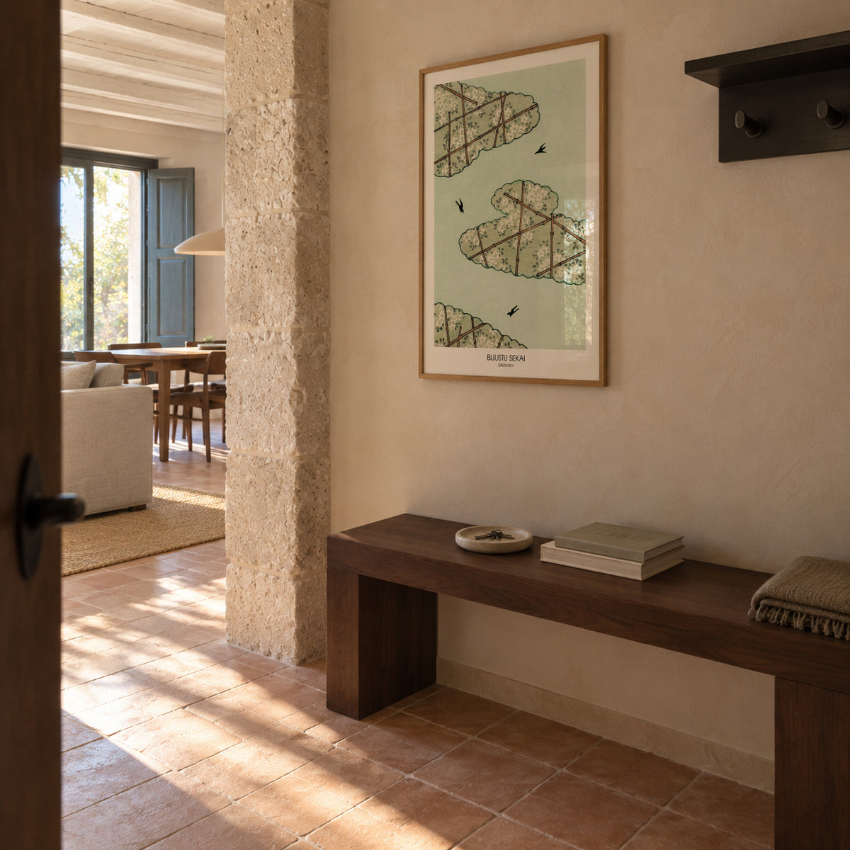 Green Sky - Framed poster in an interior