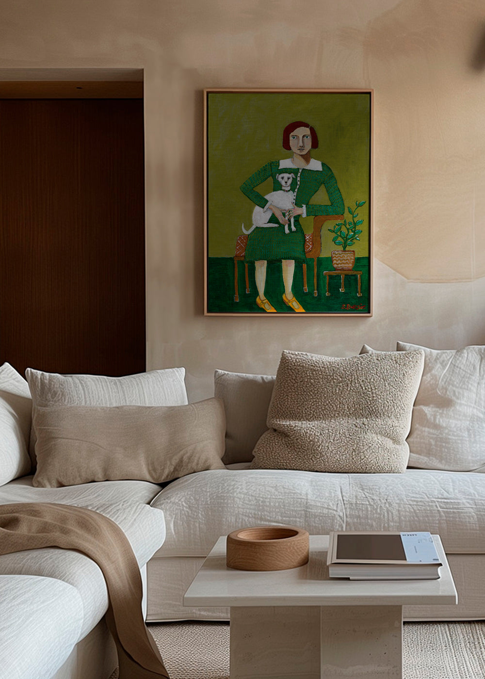 Vintage Lady with her white dog