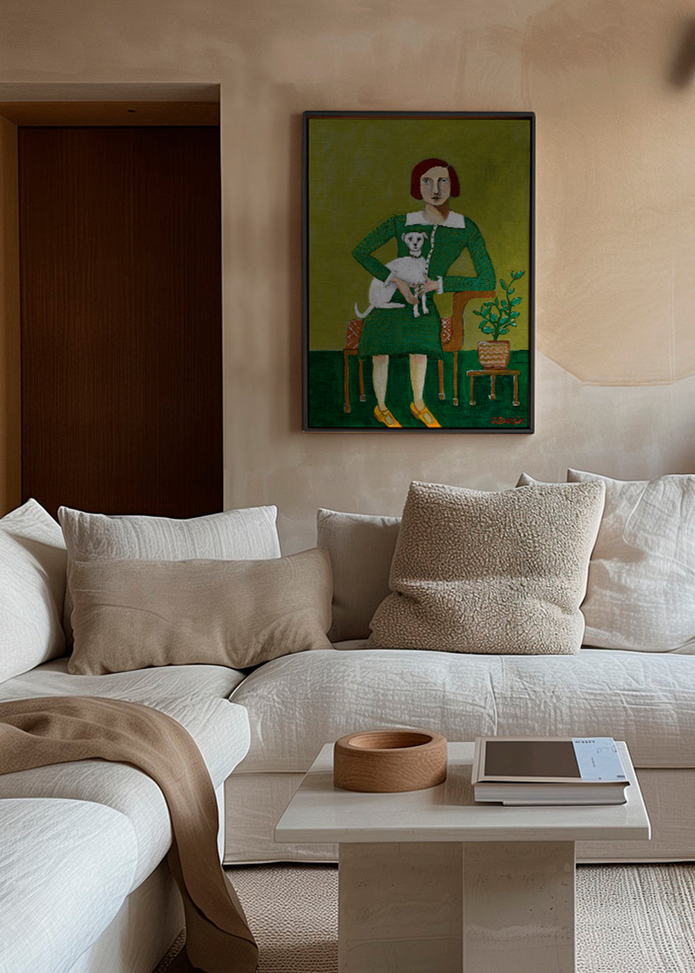 Vintage Lady with her white dog