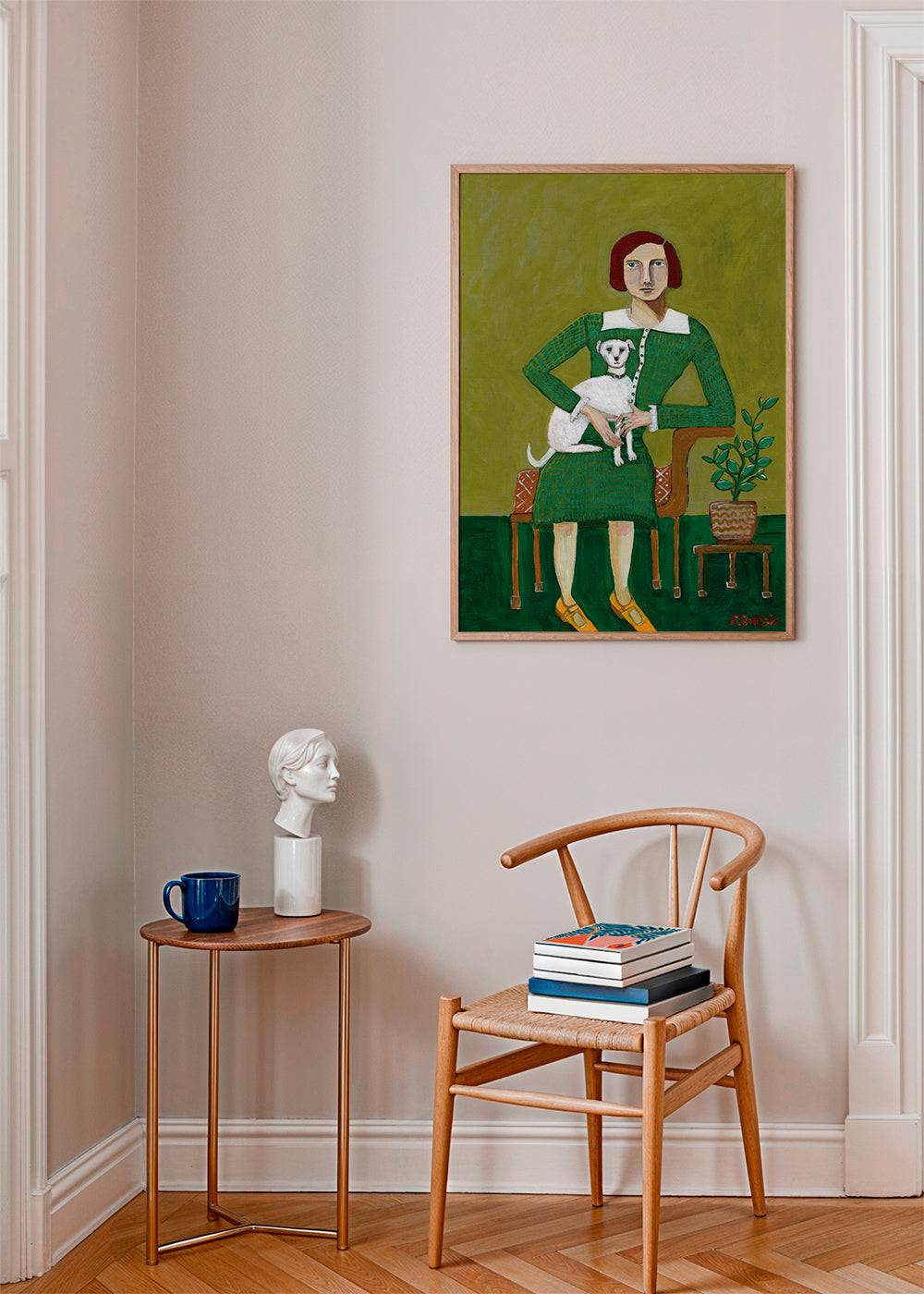 Vintage Lady with her white dog