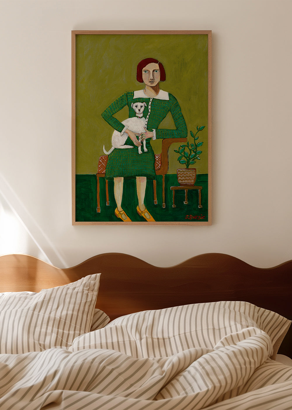 Vintage Lady with her white dog