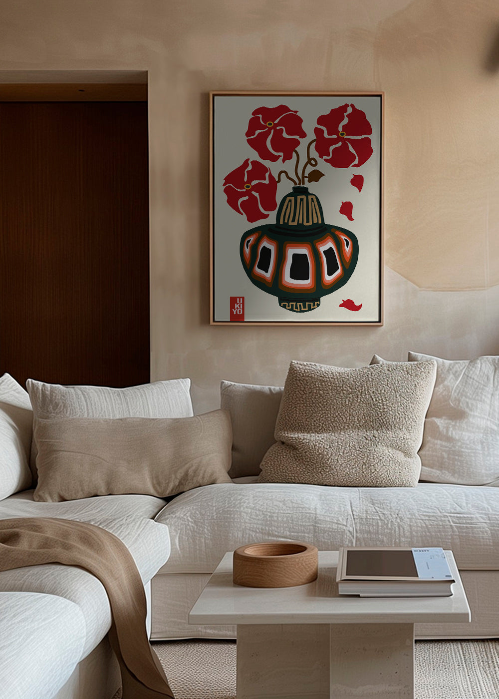 Ukiyo Vase Flower Greige