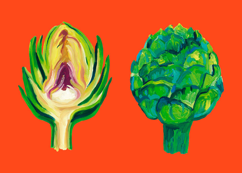 Artichokes On Orange