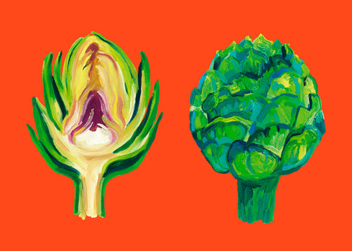 Artichokes On Orange