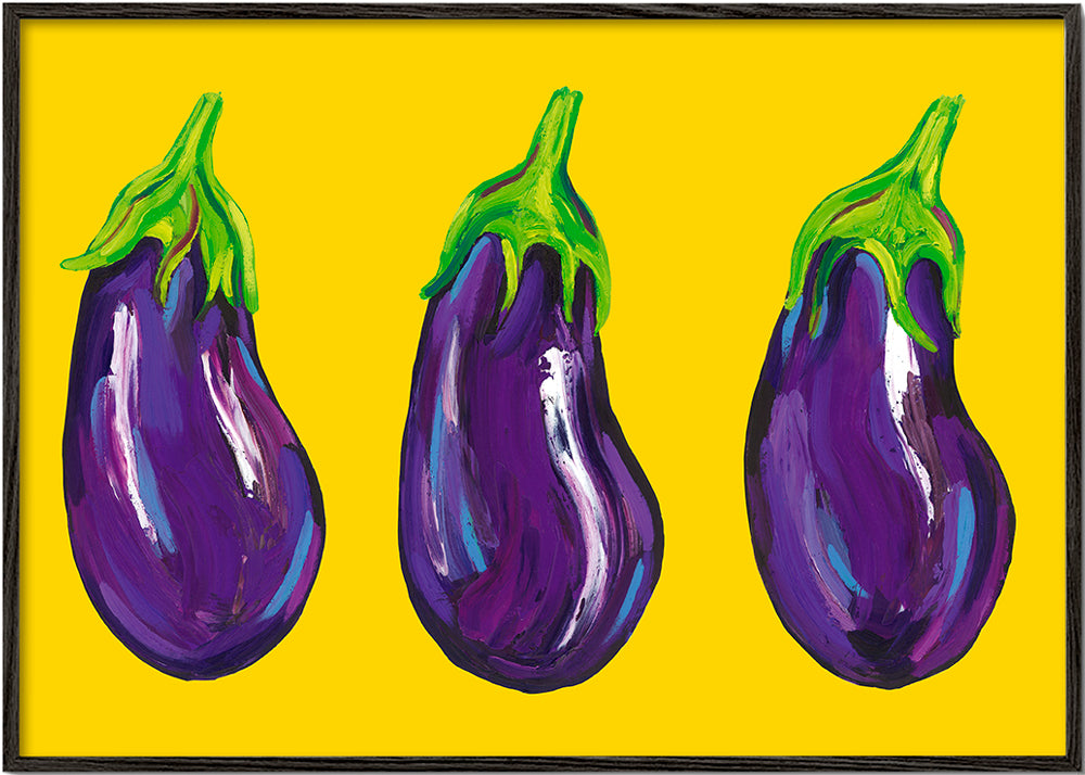 Aubergines On Yellow