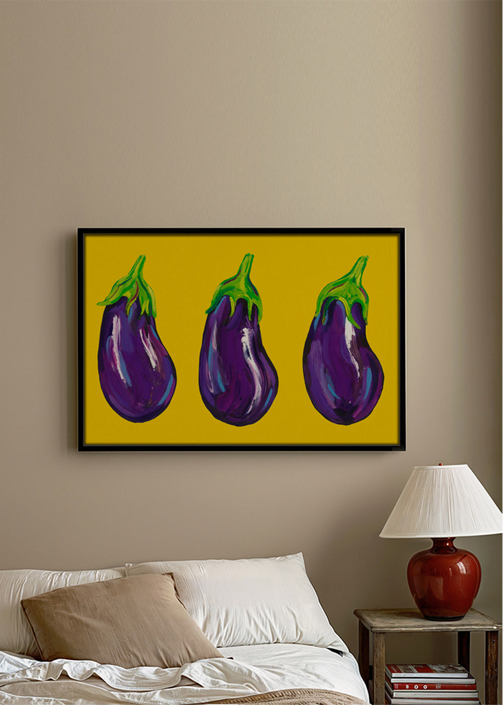 Aubergines On Yellow