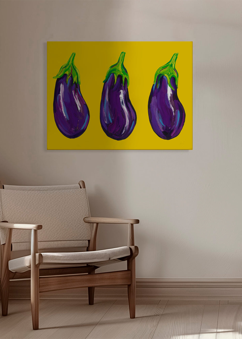 Aubergines On Yellow