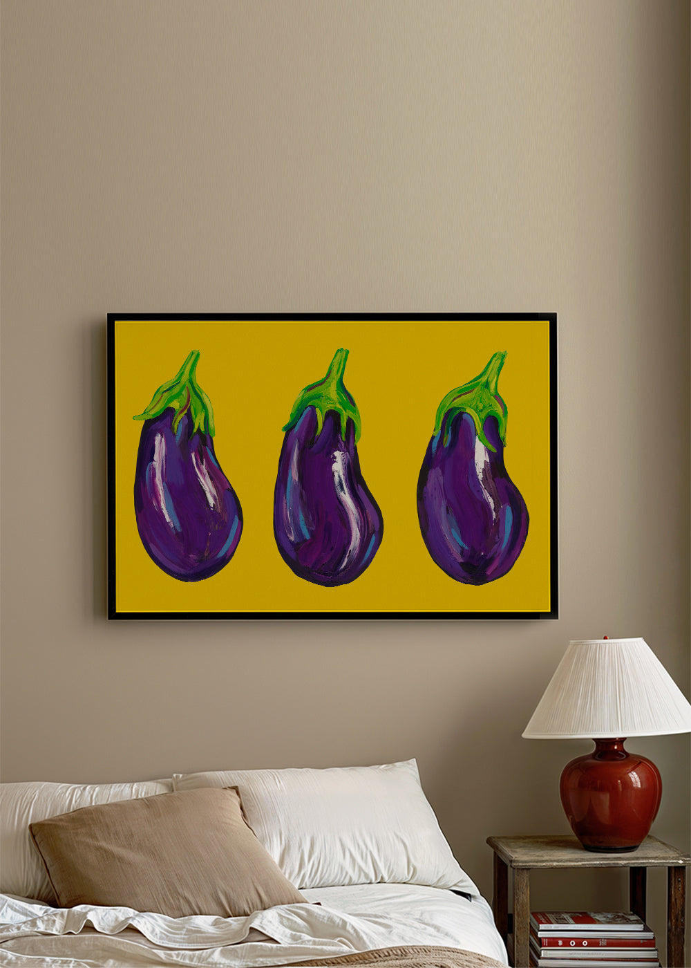 Aubergines On Yellow