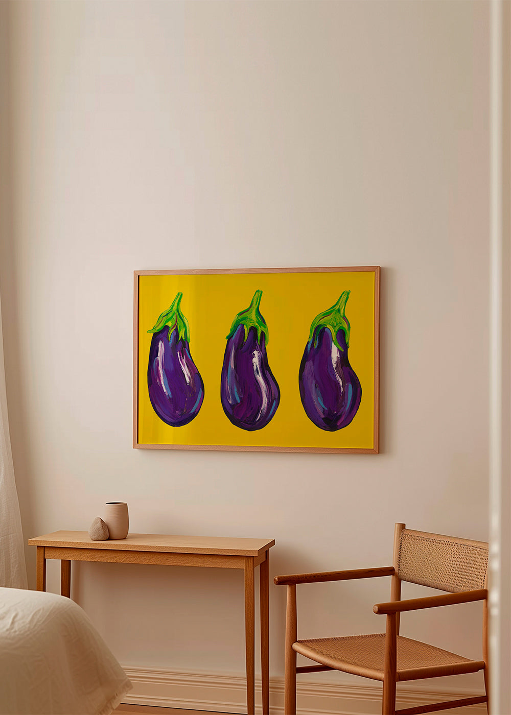 Aubergines On Yellow