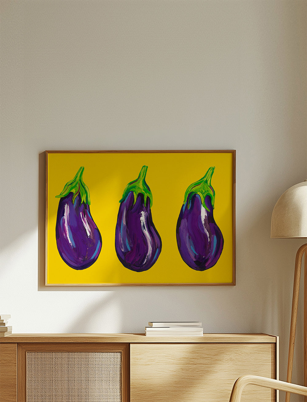 Aubergines On Yellow