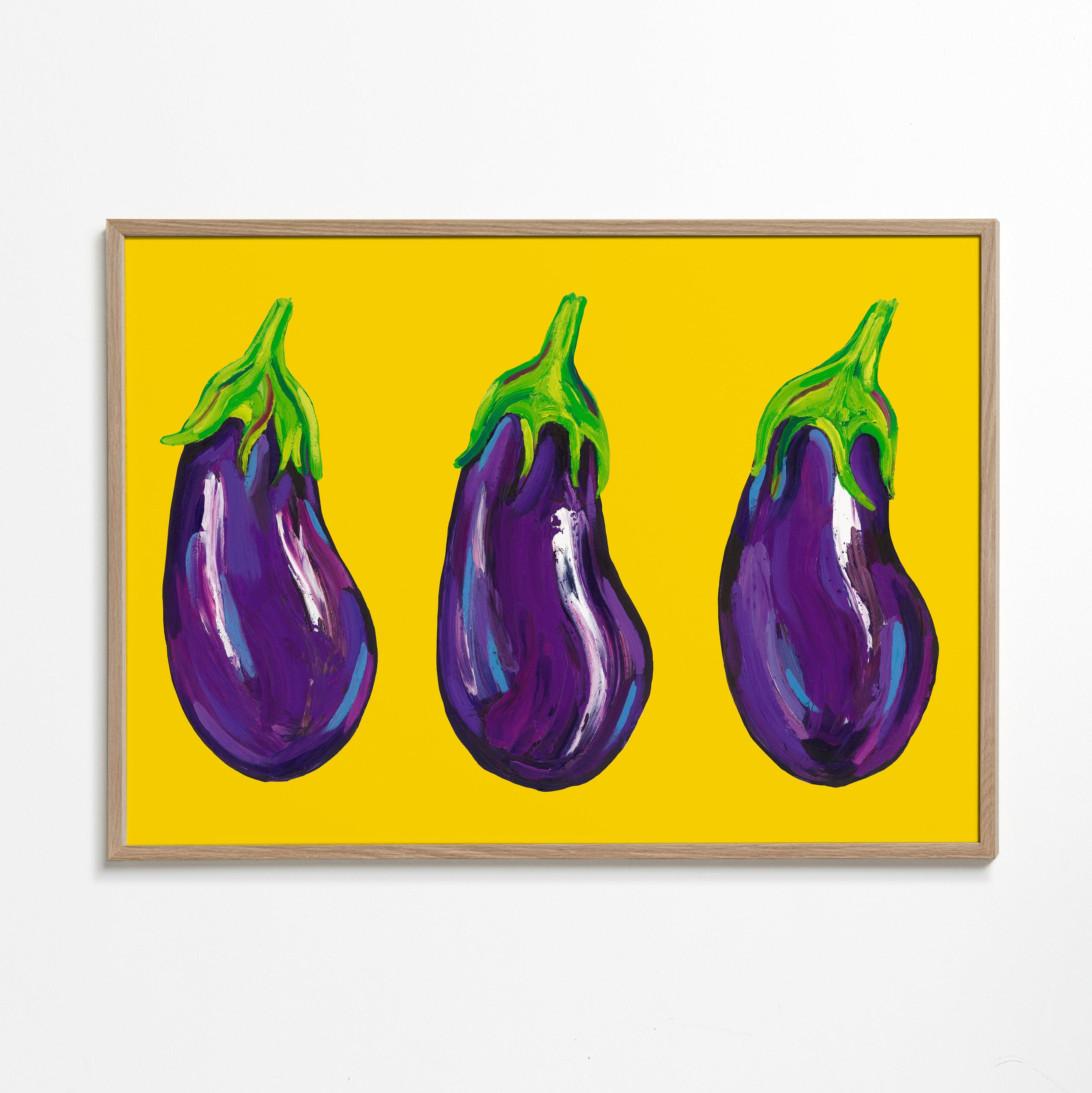 Aubergines On Yellow